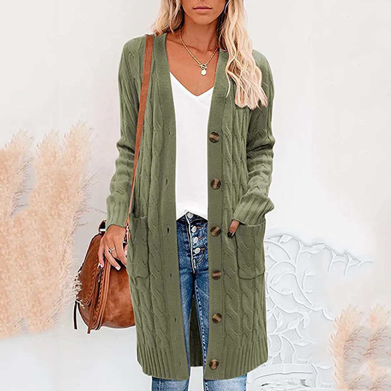 JAYCOSIN Womens Long Sleeve Cable Knit Long Cardigan Open Front Button Sweater Outerwear New Fashion Tide Autumn Winter 2021 
JAYCOSIN Womens Long Sleeve Cable Knit Long Cardigan Open Front Button Sweater Outerwear New Fashion Tide Autumn Winter 2021