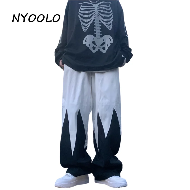 NYOOLO Harajuku Design Black White Patchwork Elastic Waist Straight Pants Women Men Clothes Autumn Hip Hop Skateboard Trousers
NYOOLO Harajuku Design Black White Patchwork Elastic Waist Straight Pants Women Men Clothes Autumn Hip Hop Skateboard Trousers