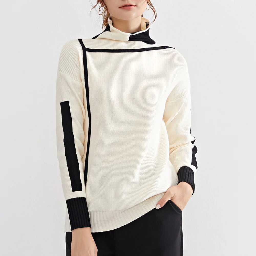 Women's Turtleneck 2021 Autumn New Splicing Straight Thread Long Sleeve Pullovers Simplicity Female Sweater Elegant Ladies' Top
Women's Turtleneck 2021 Autumn New Splicing Straight Thread Long Sleeve Pullovers Simplicity Female Sweater Elegant Ladies' Top