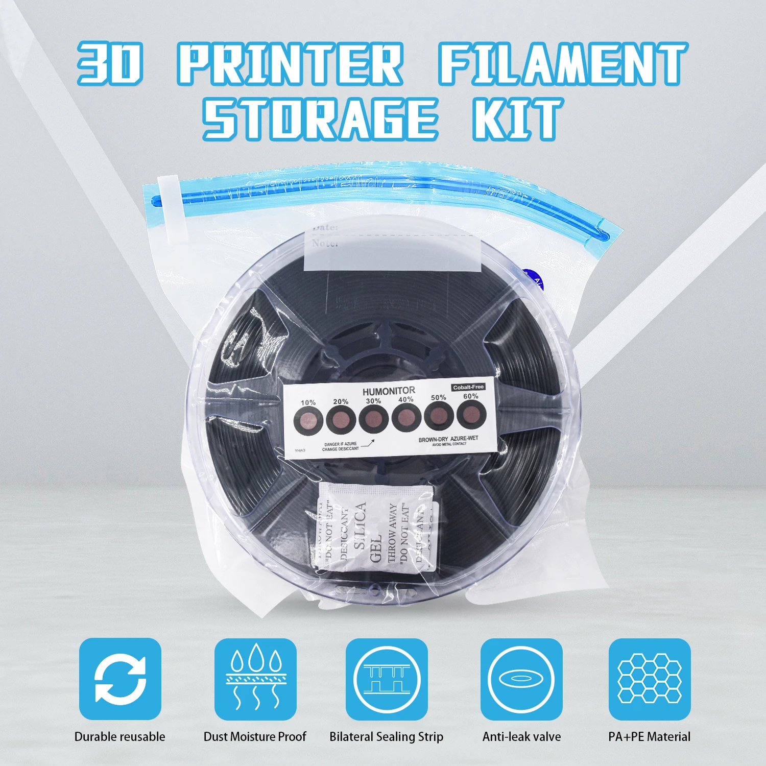 3D Printer Parts PLA Filament Vacuum Bag with Test Paper Desiccant ABS Filament Dryer Keep Dry Safe keeping Humidity Resistant
3D Printer Parts PLA Filament Vacuum Bag with Test Paper Desiccant ABS Filament Dryer Keep Dry Safe keeping Humidity Resistant