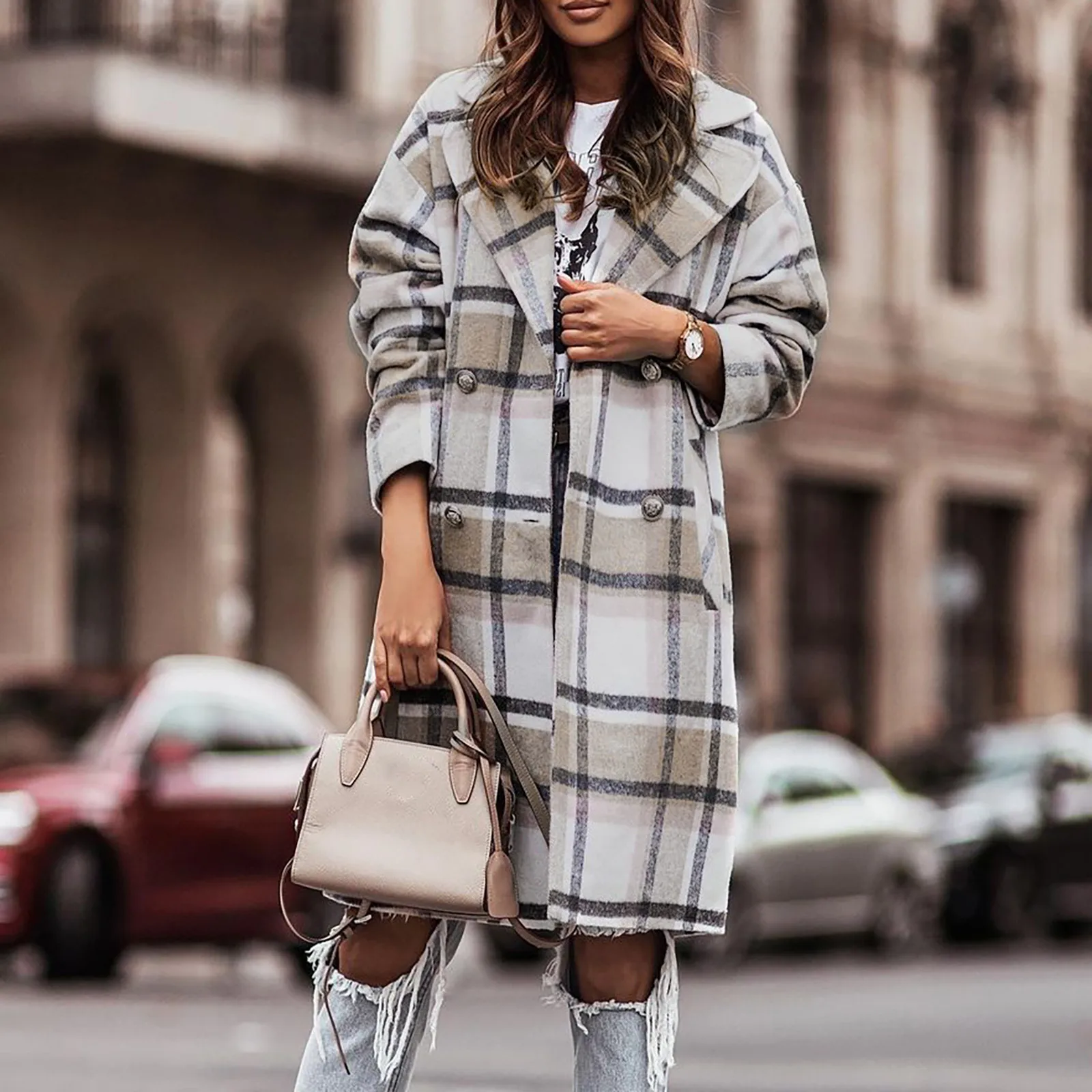 Ladies Plaid Woolen Jacket Fashion Contrast Color Plaid Long Sleeve Pocket Button Woolen Long Jacket Essential For Winter
Ladies Plaid Woolen Jacket Fashion Contrast Color Plaid Long Sleeve Pocket Button Woolen Long Jacket Essential For Winter