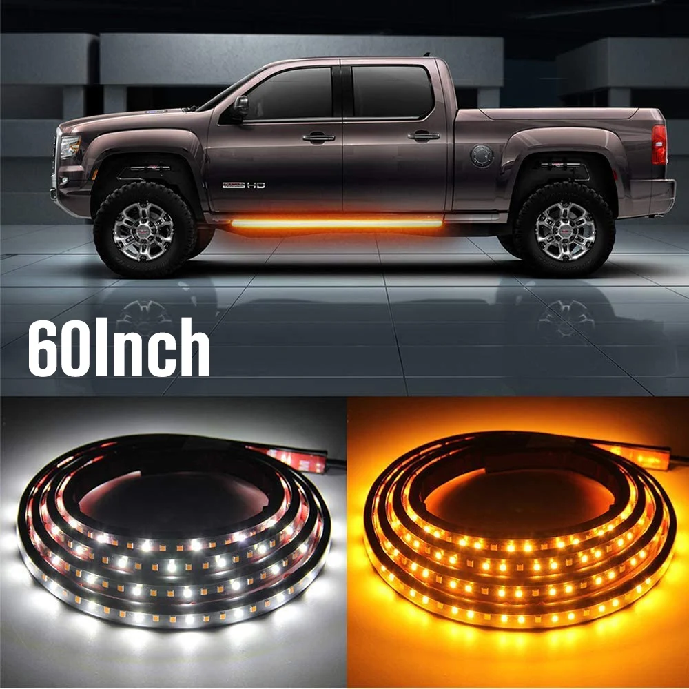 

2 Pcs 60" LED Running Board Lights Amber Turn Signal Lights Side Maker Lighting Bar Strips for Truck Pickup SUV Van