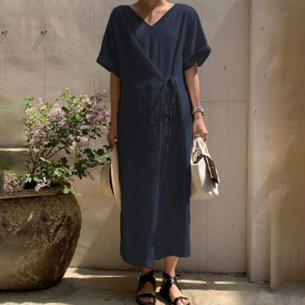 2021 Summer New Long Solid Color Fashion Casual Loose Lace Japanese Style Women's Dress V-neck Summer Temperament
2021 Summer New Long Solid Color Fashion Casual Loose Lace Japanese Style Women's Dress V-neck Summer Temperament