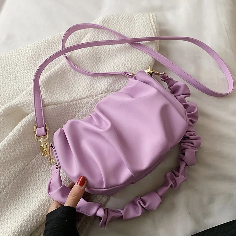 Small Pleated PU Leather Crossbody Bags for Women 2021 Sweet Purple Trends Designer Solid Color Shoulder Handbags and Purses
Small Pleated PU Leather Crossbody Bags for Women 2021 Sweet Purple Trends Designer Solid Color Shoulder Handbags and Purses