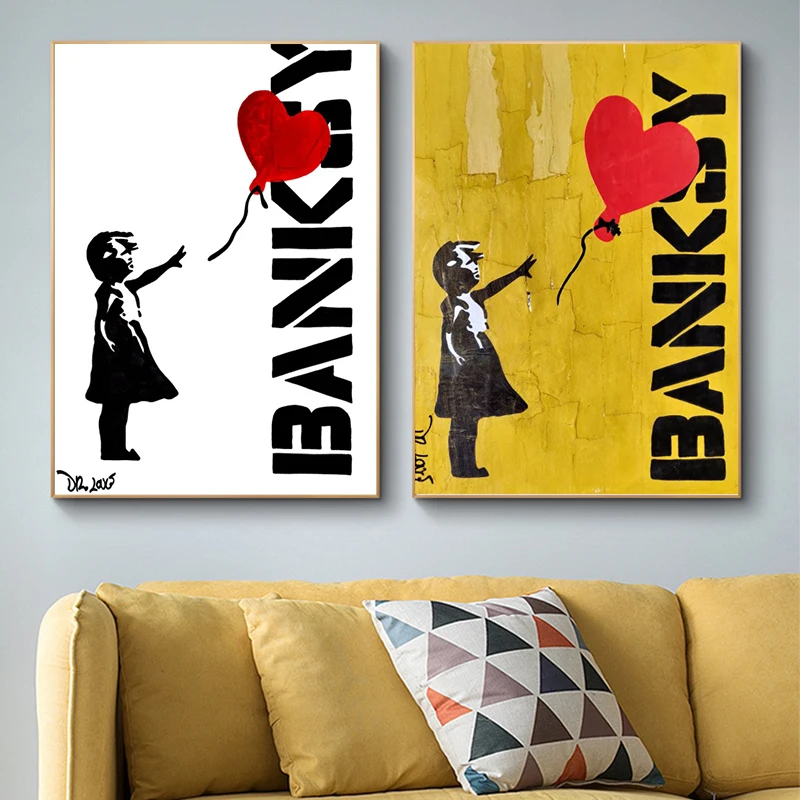 Abstract Art Girl Holding A Love Balloon Graffiti Banksy Art Canvas Painting Posters and Prints Wall Art Picture Home Decoration
Abstract Art Girl Holding A Love Balloon Graffiti Banksy Art Canvas Painting Posters and Prints Wall Art Picture Home Decoration