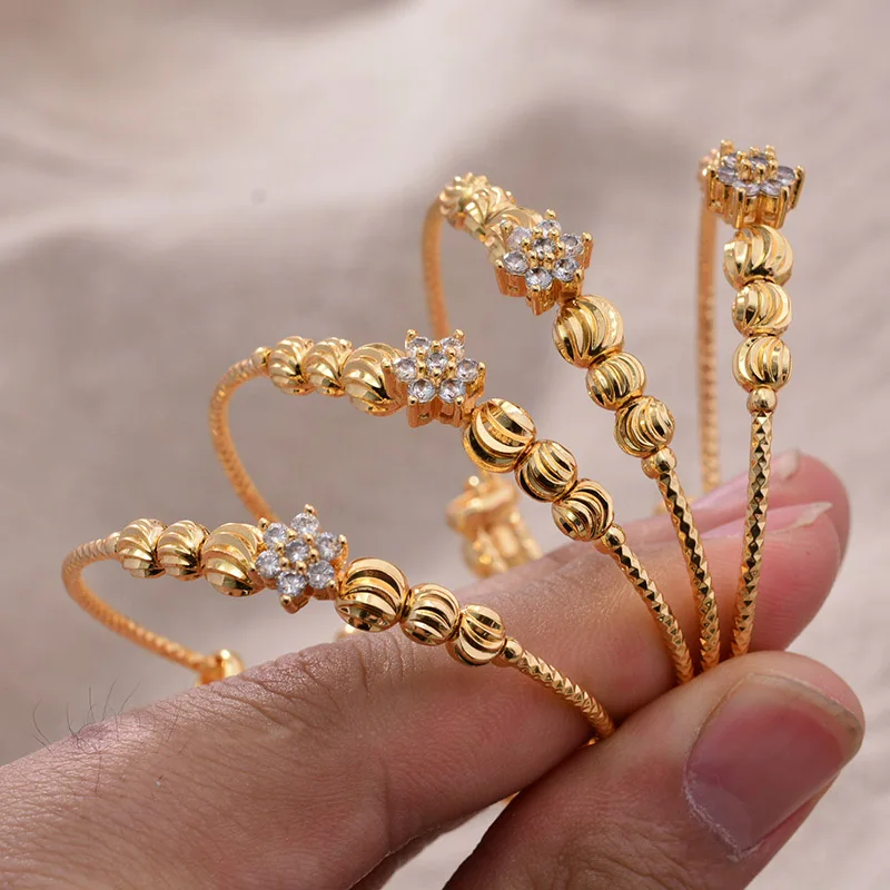

4PCS/lot Gold Color Bangle For Baby Cute/Romantic Kids Bracelet Bells Jewelry Child Bangles Christmas Gifts Bead Jewelry Gifts