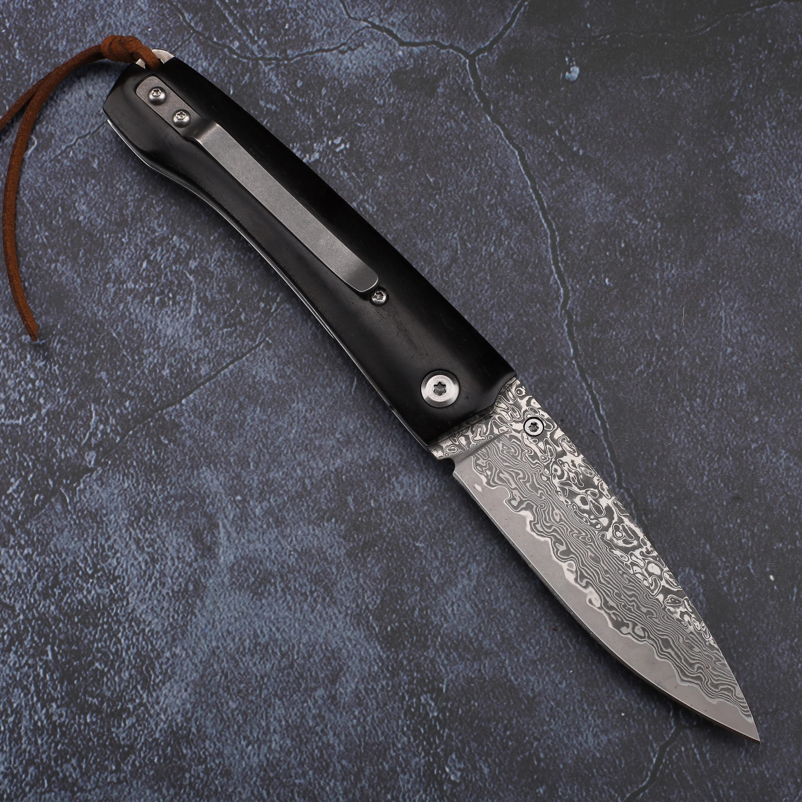 VG10 steel core Damascus blade ebony handle outdoor camping hiking hunting knife pocket fruit EDC portable high hard | Инструменты