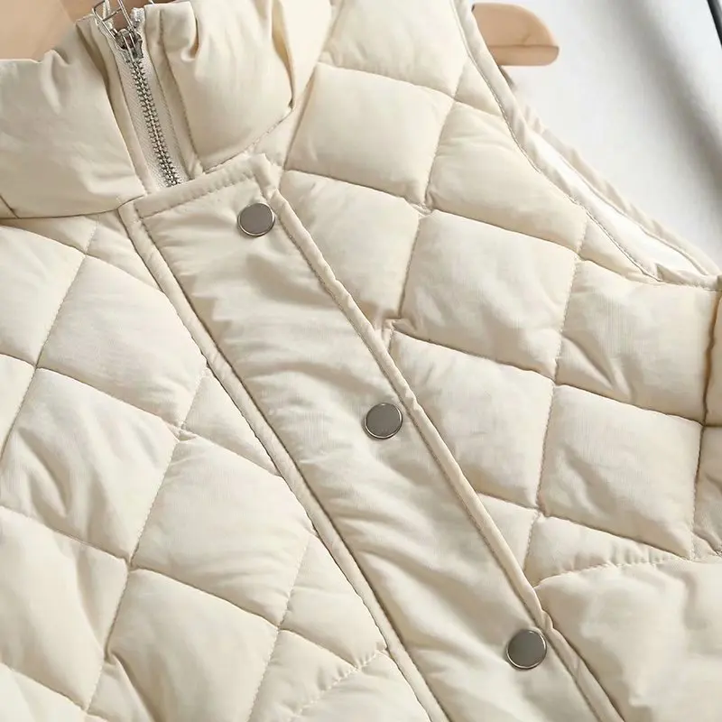 Spring Winter Women Sleeveless Vest Stand Collar Autumn Cotton Sleeveless Waistcoat Warm Down Cotton Padded Jacket Female Veats 
Spring Winter Women Sleeveless Vest Stand Collar Autumn Cotton Sleeveless Waistcoat Warm Down Cotton Padded Jacket Female Veats