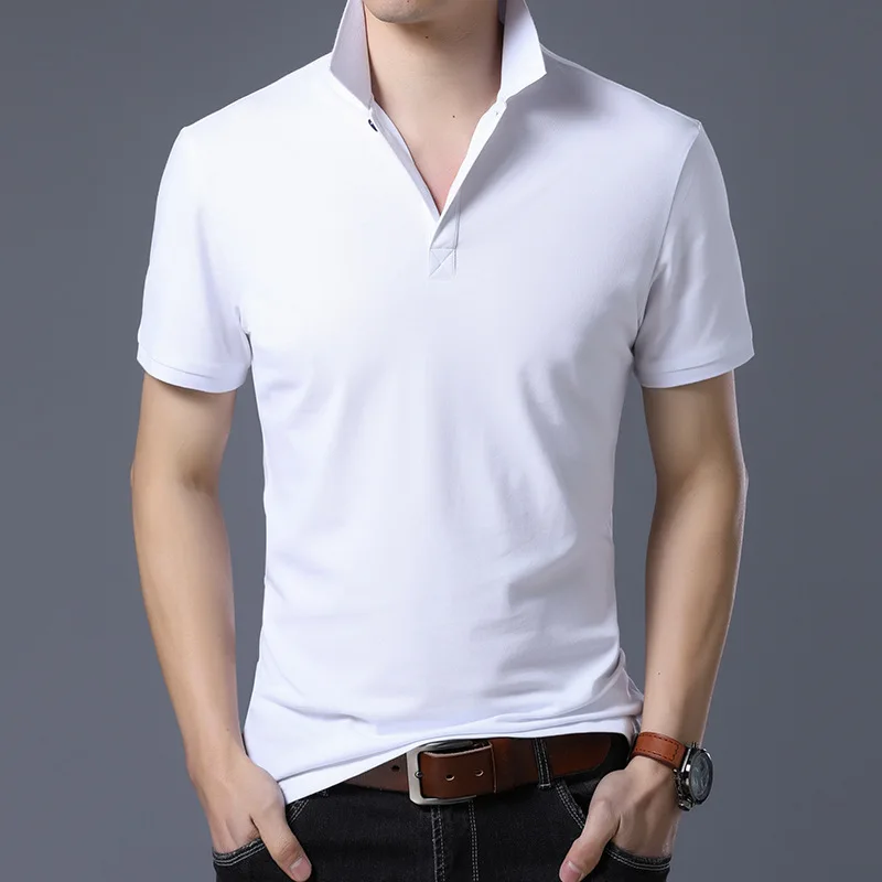 New Summer Men's short-sleeved t-shirt trend Polo Polo shirt in solid color
New Summer Men's short-sleeved t-shirt trend Polo Polo shirt in solid color