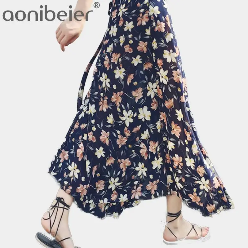 Фото Женская длинная юбка в горошек с цветочным принтом 26 цветов|Женские юбки| |