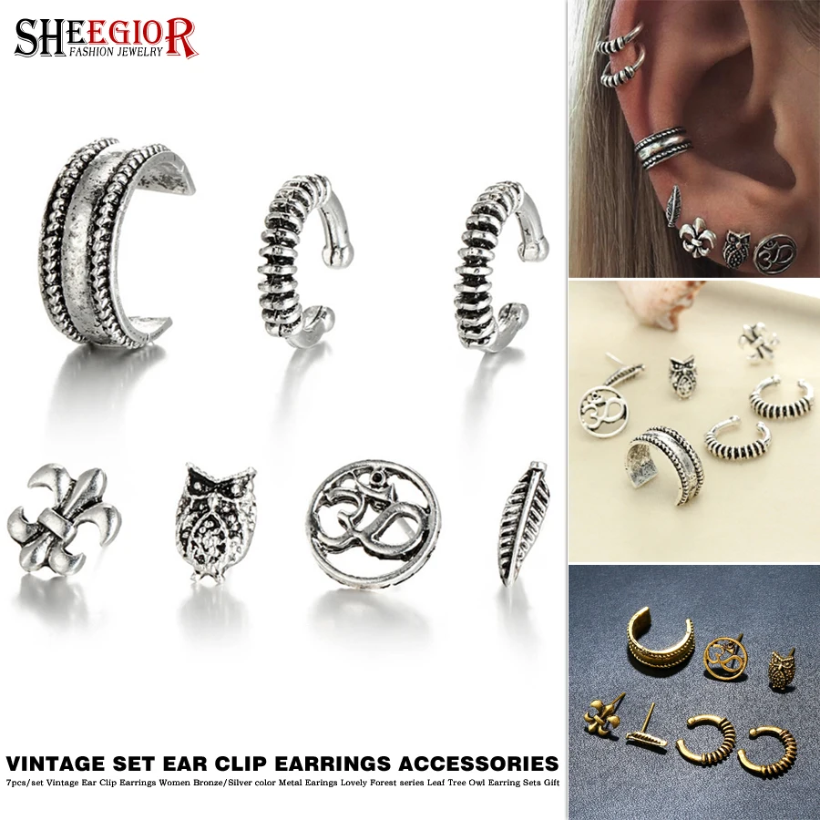 7pcs/lot Vintage Ear Clip Earrings for Women Men Accessories Fashion Nature Forest Series Leaf Tree Owl Plant Earring Sets Gifts
7pcs/lot Vintage Ear Clip Earrings for Women Men Accessories Fashion Nature Forest Series Leaf Tree Owl Plant Earring Sets Gifts