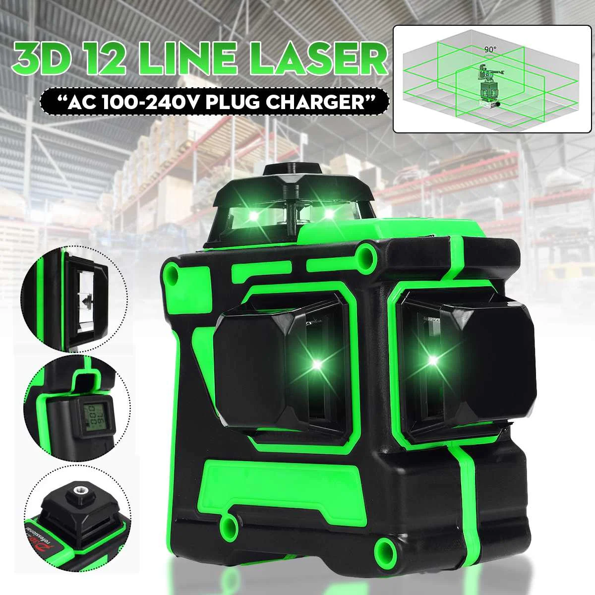 12 Lines Green Laser Levels 360 Horizontal &Vertical Cross Lines Auto Self-Leveling Super Powerful Measure Tools Indoor Outdoors
12 Lines Green Laser Levels 360 Horizontal &Vertical Cross Lines Auto Self-Leveling Super Powerful Measure Tools Indoor Outdoors