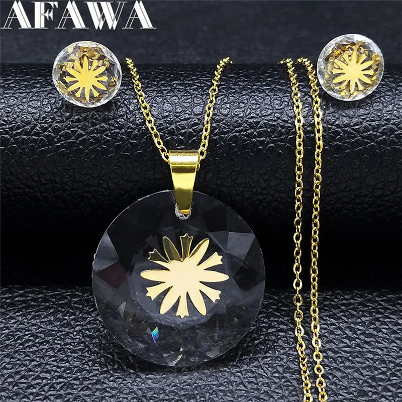 Flower of Life Stainless Steel Glass Earring Necklace Sets Women Gold Color Jewelry set de acero inoxidable para mujer SXS01
Flower of Life Stainless Steel Glass Earring Necklace Sets Women Gold Color Jewelry set de acero inoxidable para mujer SXS01