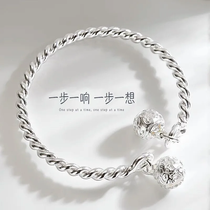 925 sterling silver new women's fashion jewelry one step ringing double palace bell bracelet men's bracelet bangles with charms
925 sterling silver new women's fashion jewelry one step ringing double palace bell bracelet men's bracelet bangles with charms