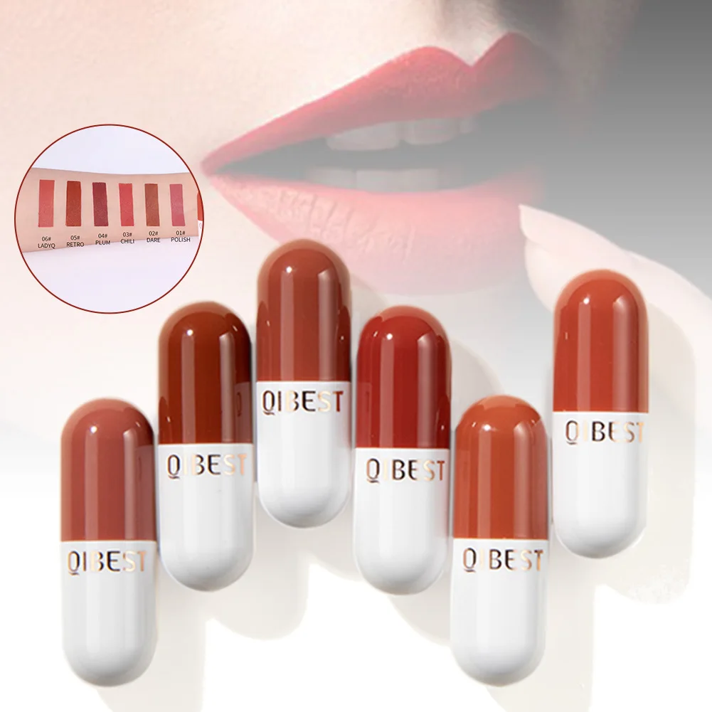 

3/6 Set Color Capsule-Shape Lipsticks Lipstick Makeup non-sticky and smudge-proof Matte Texture Long Lasting Lip Makeup Gloss