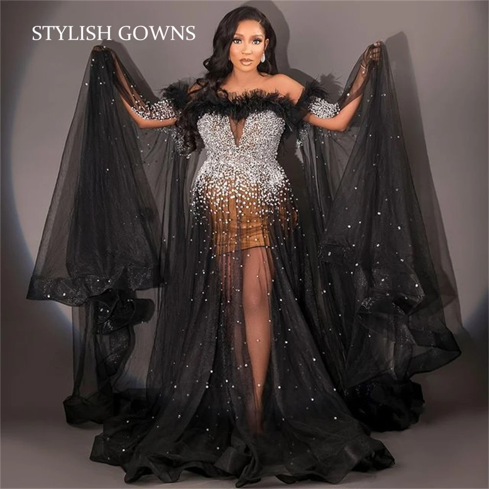 2021 сексуальные черные тюлевые вечерние платья с открытыми плечами, женские вечерние платья с бусинами и жемчугом, платья для беременных с о... 
2021 сексуальные черные тюлевые вечерние платья с открытыми плечами, женские вечерние платья с бусинами и жемчугом, платья для беременных с о...