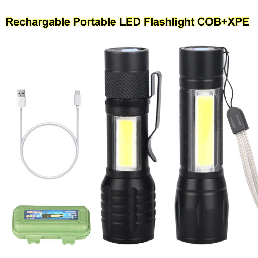 USB Mini LED Flashlight Torches Lamp 3 Modes Zoom Battery Portable Lantern Waterproof Camping Light COB XPE Outerdoor Tool
USB Mini LED Flashlight Torches Lamp 3 Modes Zoom Battery Portable Lantern Waterproof Camping Light COB XPE Outerdoor Tool