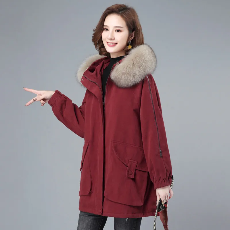 High Quality Winter Parker Women Jacket New Plus Fleece Warm Hooded Fur Collar Cotton Padded Loose Large Size Female Basic Coats
High Quality Winter Parker Women Jacket New Plus Fleece Warm Hooded Fur Collar Cotton Padded Loose Large Size Female Basic Coats