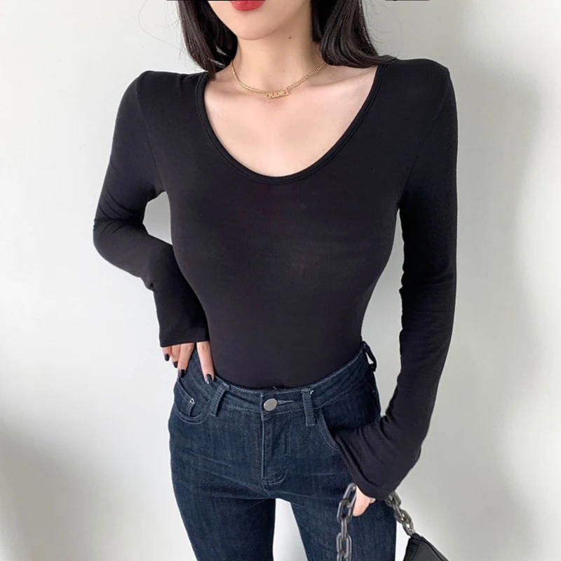 Autumn Brown Long Sleeve Women's Tshirts Slim Bodycon O Neck T-shirt Cotton Korean Fashion Soild Tee Shirt Femme Top Women 2021
Autumn Brown Long Sleeve Women's Tshirts Slim Bodycon O Neck T-shirt Cotton Korean Fashion Soild Tee Shirt Femme Top Women 2021