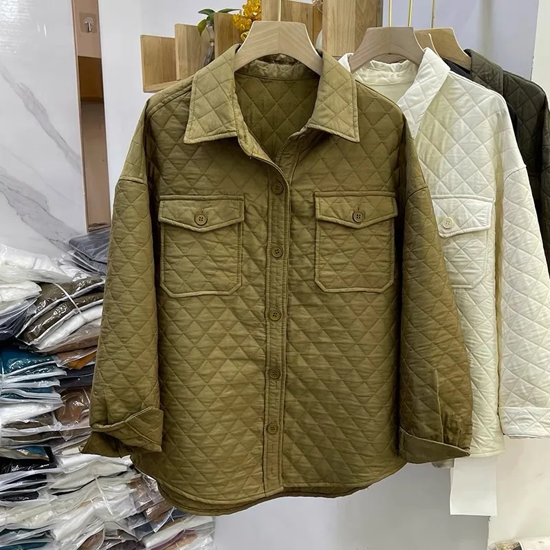 Quilted padded shirt jacket women's autumn and winter 2021 fashion warm and western design sense long-sleeved diamond top
Quilted padded shirt jacket women's autumn and winter 2021 fashion warm and western design sense long-sleeved diamond top