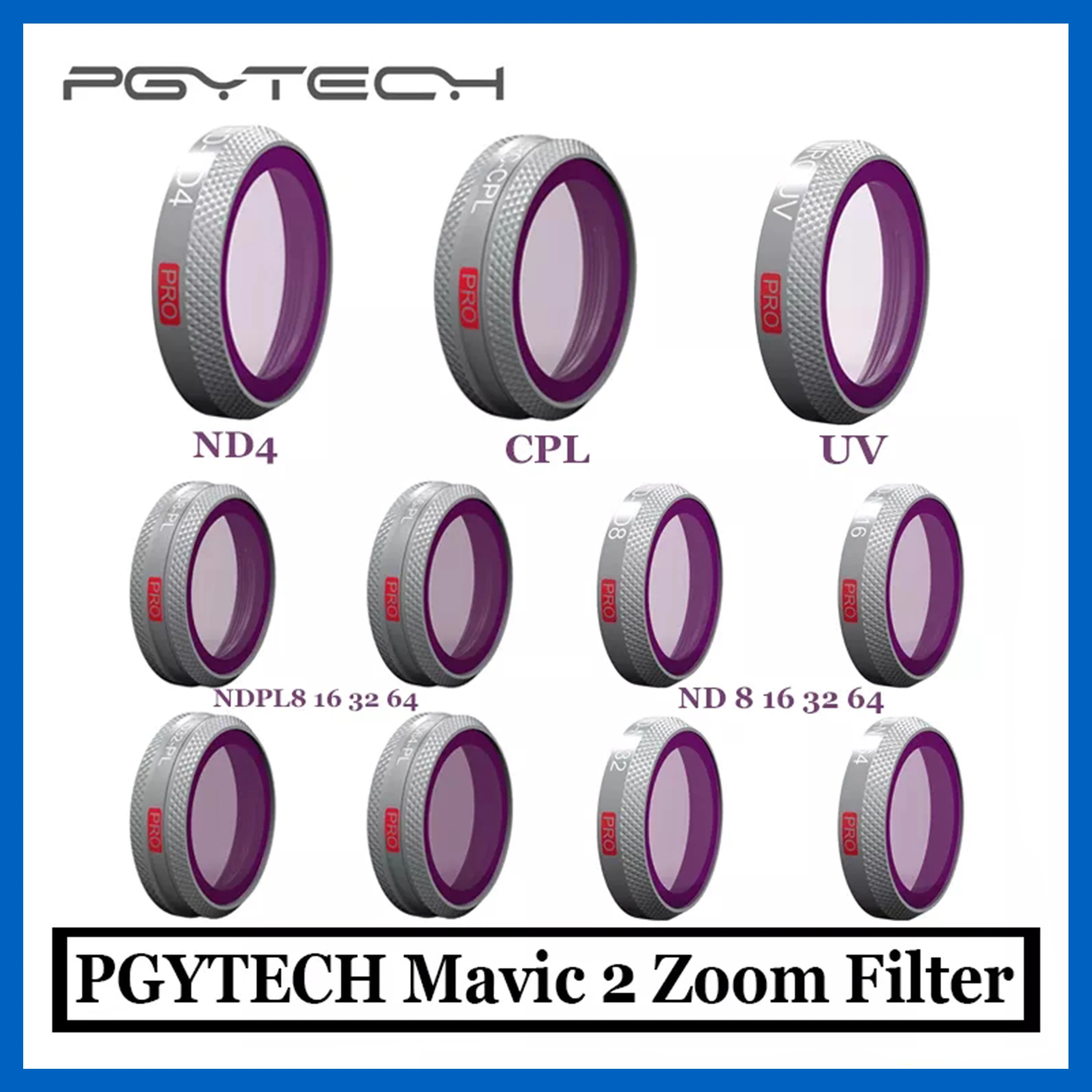 Комплект фильтров для объектива PGYTECH Mavic 2 комплект профессиональных зума UV CPL ND 4 8