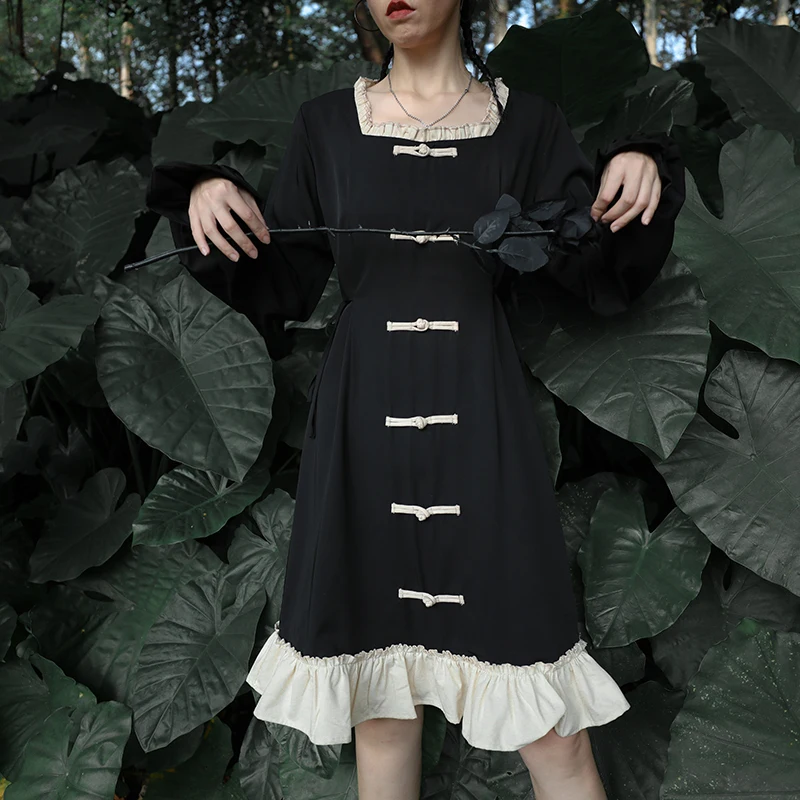 Diablo Sweet Funnel Retro Square Neck Dress French Waist Waist Thin Temperament Lolita Princess Dress dress kawaii girl gothic
Diablo Sweet Funnel Retro Square Neck Dress French Waist Waist Thin Temperament Lolita Princess Dress dress kawaii girl gothic
