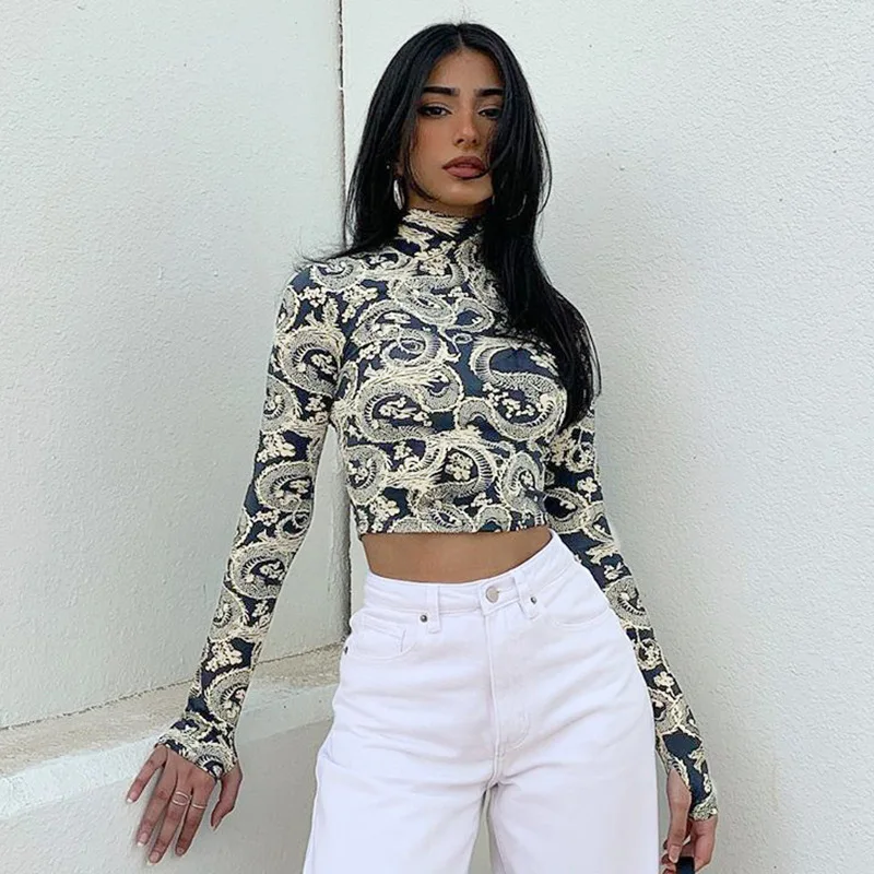 SEASONS Dragon Print Turtleneck Crop Top Tshirt Women Casual Skinny Long Sleeve T-shrit Fashion Streetwear Tee Shirts ASTS82244
SEASONS Dragon Print Turtleneck Crop Top Tshirt Women Casual Skinny Long Sleeve T-shrit Fashion Streetwear Tee Shirts ASTS82244