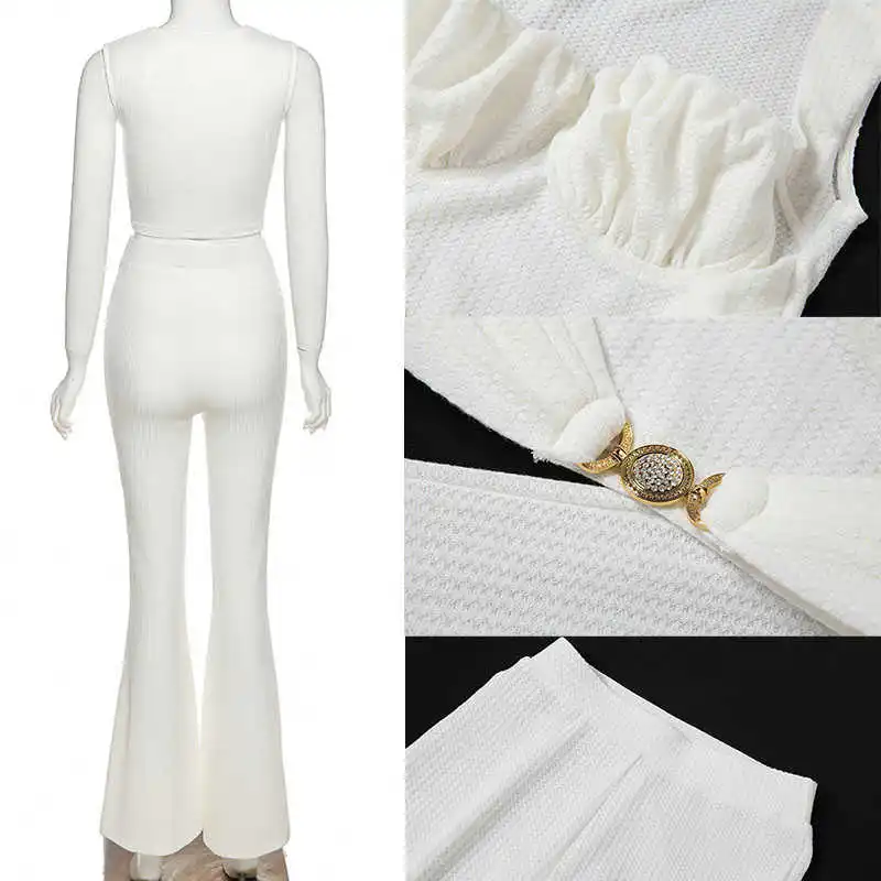 Giyu Kintted 2 Piece Set Women 2021 Autumn Sexy Crop Top Flares Pants Set Casual Elegant Sleeveless Solid Two Piece Set White
Giyu Kintted 2 Piece Set Women 2021 Autumn Sexy Crop Top Flares Pants Set Casual Elegant Sleeveless Solid Two Piece Set White
