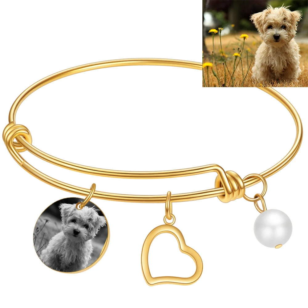 Customized Bracelets Engrave Pet Photo Name Date Bracelet Stainless Steel Heart Engrave Adjustable Bangles For Friend Gift
Customized Bracelets Engrave Pet Photo Name Date Bracelet Stainless Steel Heart Engrave Adjustable Bangles For Friend Gift