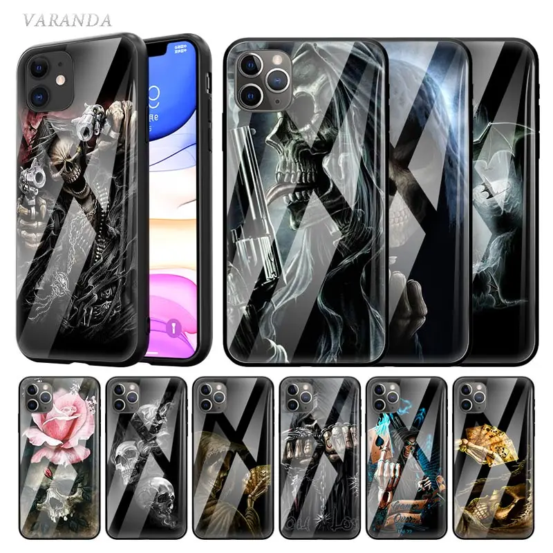 Чехол Grim Reaper со скелетом в виде черепа для Apple iphone 13 12 11 Pro X XS Max XR 8 7 6 6S Plus закаленный