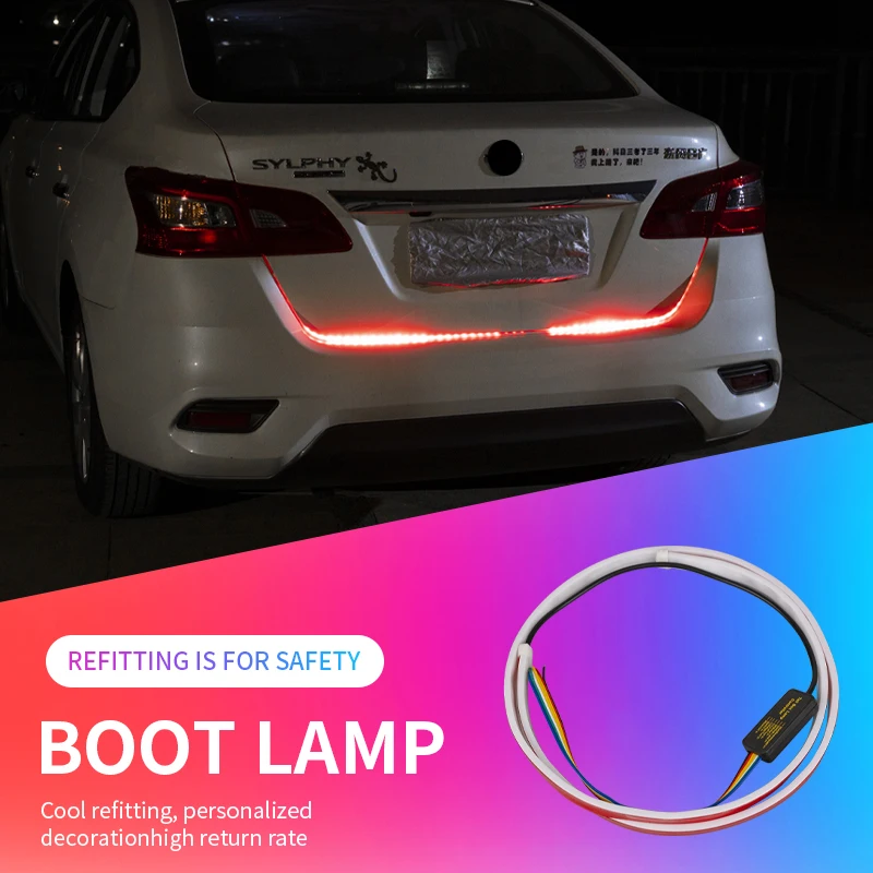 LED Car Rear Trunk Tail Light Strip 120cm RGB Auto Decorative Warning Lights Addition Reverse Break Strobe Turn Signal Lamp 12v
LED Car Rear Trunk Tail Light Strip 120cm RGB Auto Decorative Warning Lights Addition Reverse Break Strobe Turn Signal Lamp 12v