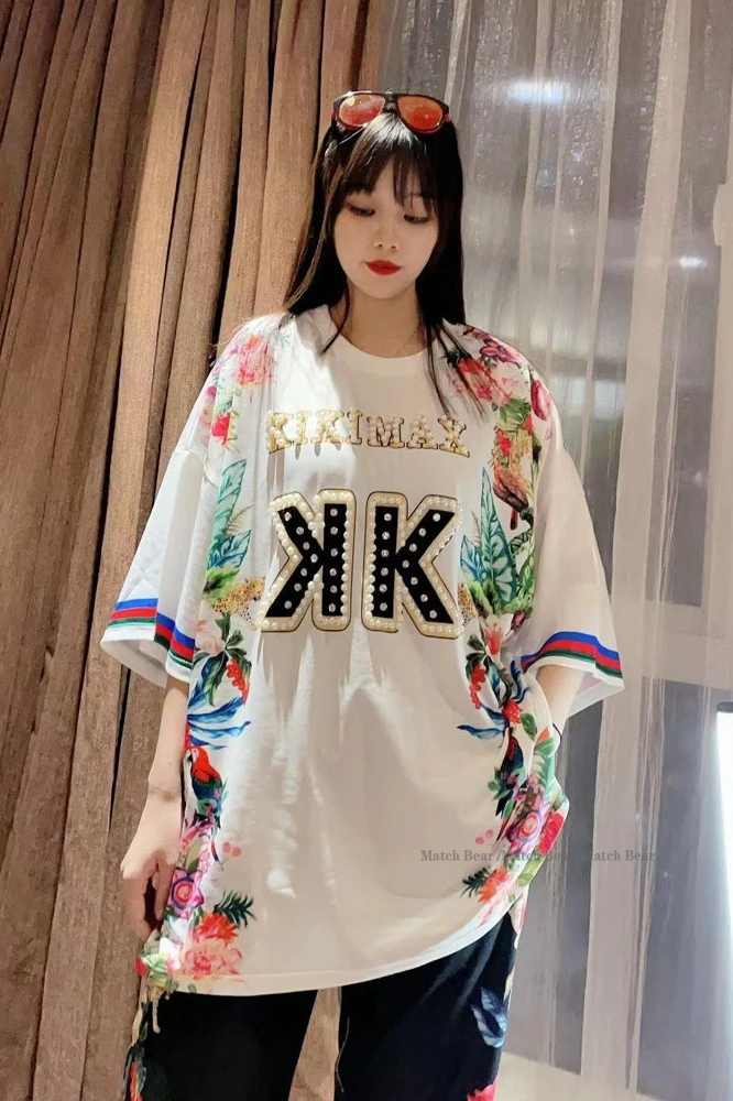 Trendy Oversized Pullover Midi T-shirt Dress Female 2021 Summer Fashion Printed Loose Beaded Short Sleeve Mid-length Tee Dresses
Trendy Oversized Pullover Midi T-shirt Dress Female 2021 Summer Fashion Printed Loose Beaded Short Sleeve Mid-length Tee Dresses
