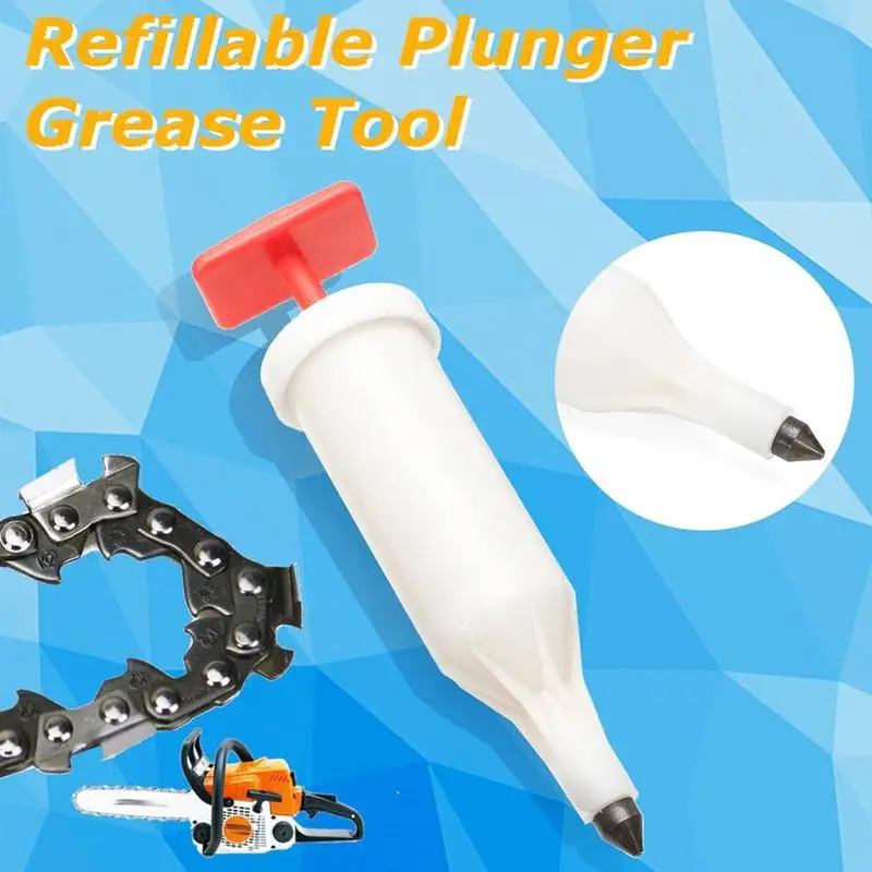 Extends Bar & Chain Life Refillable Power Tool Accessories Plunger Chainsaw Gun Refillable 21ml 3/4 Type Grease
Extends Bar & Chain Life Refillable Power Tool Accessories Plunger Chainsaw Gun Refillable 21ml 3/4 Type Grease