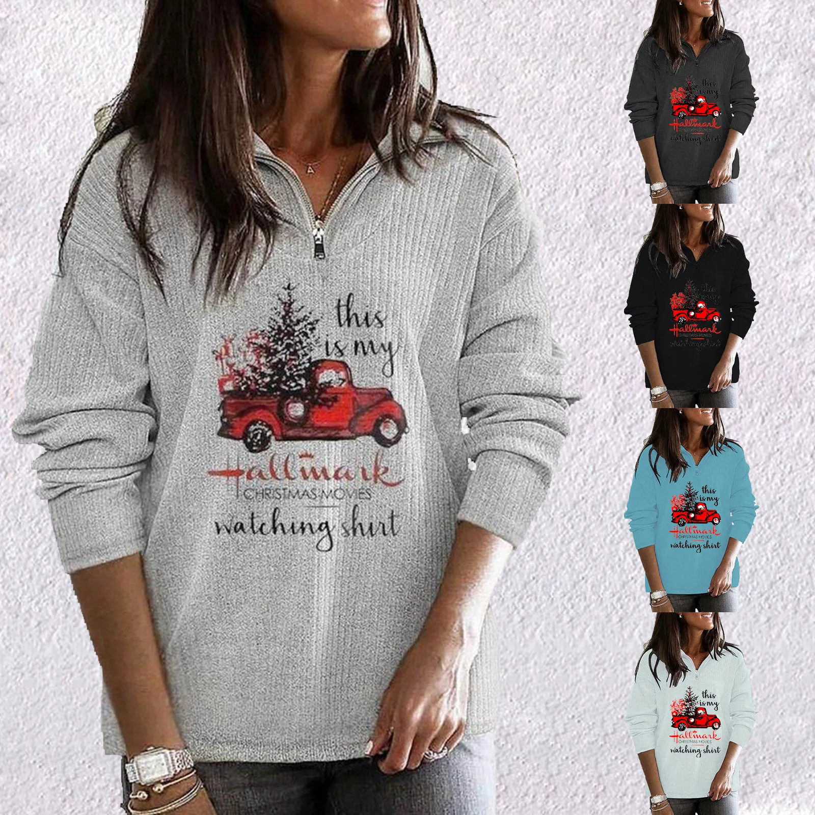 Christmas Truck Print Zipper Sweater Women Mid-Length Long Sleeve Stand Collar Sweatshirts Loose Sweatshirt Pullover Casual 2021
Christmas Truck Print Zipper Sweater Women Mid-Length Long Sleeve Stand Collar Sweatshirts Loose Sweatshirt Pullover Casual 2021