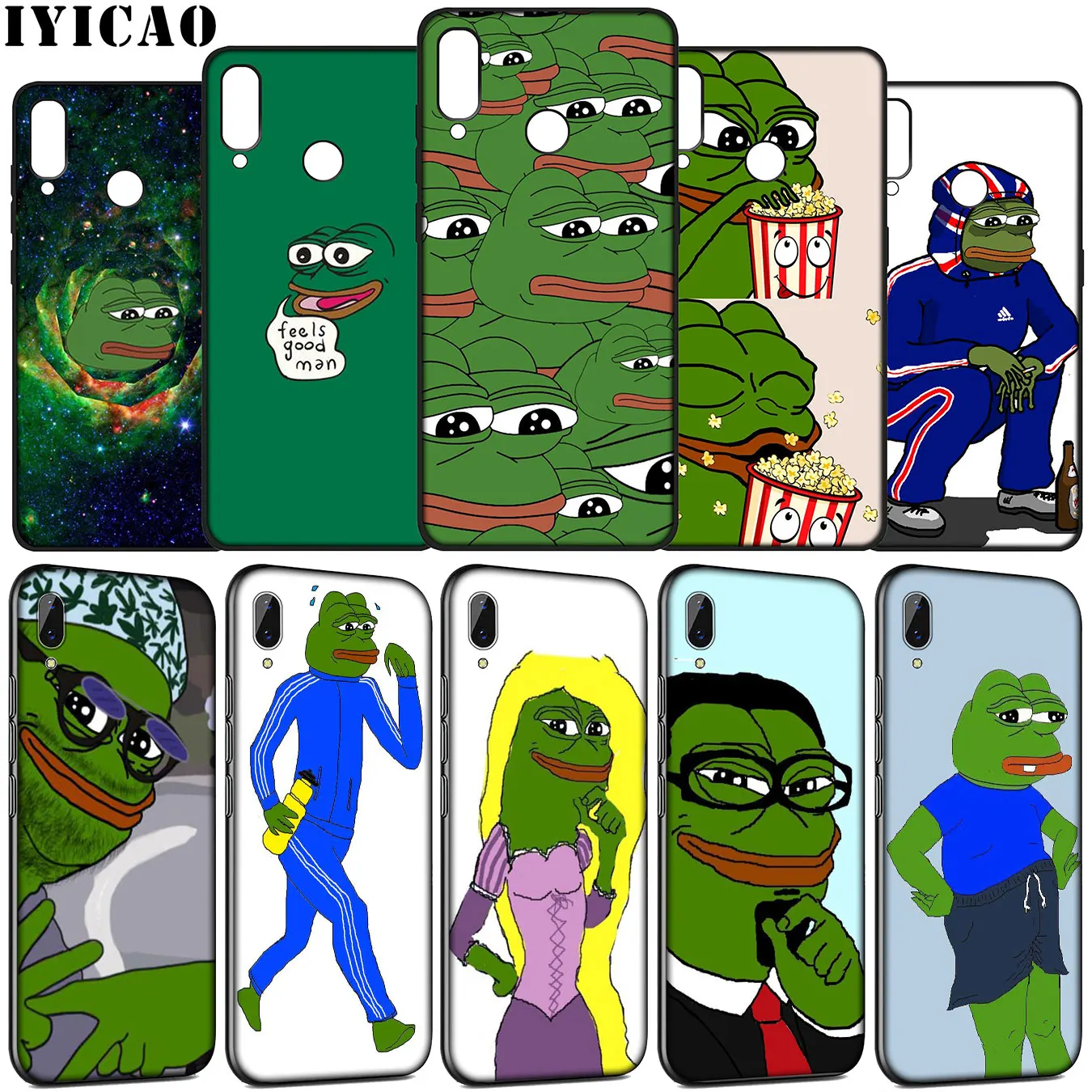 Мягкий силиконовый чехол IYICAO с Пепе мемами грустная лягушка для Huawei Y9 Y7 Y6 Prime 2019