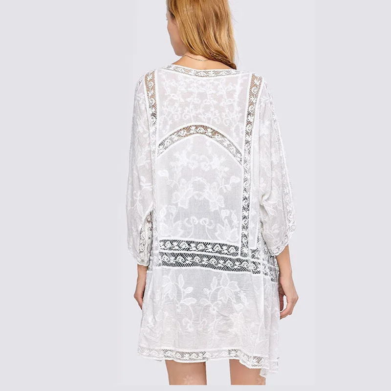 2020 Spring Long Lace Embroidery Floral Pullover Bohemian Solid White Loose Women Cover-ups Kimono
2020 Spring Long Lace Embroidery Floral Pullover Bohemian Solid White Loose Women Cover-ups Kimono