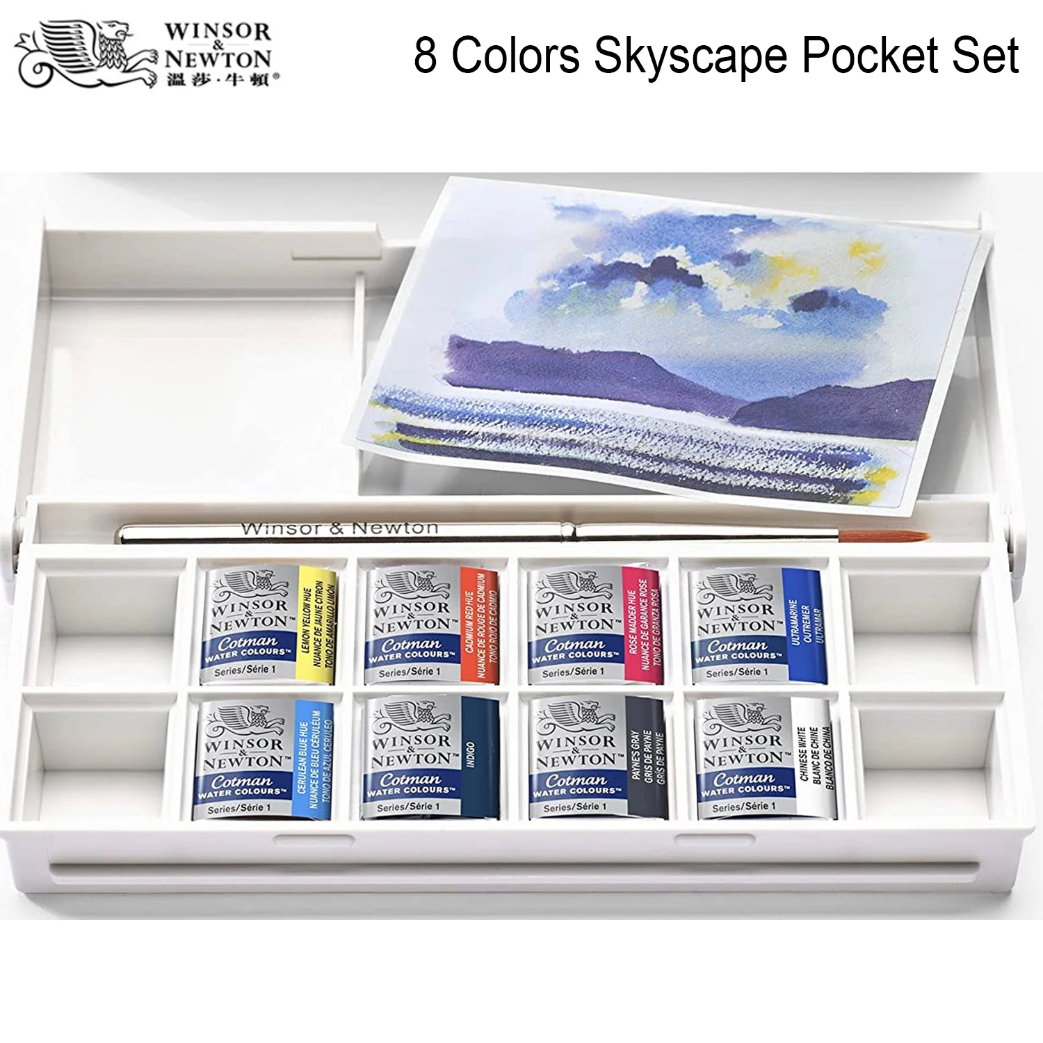 Winsor & Newton 8-цветный акварельный пигментный пейзаж/пейзаж/портрет/цветочный