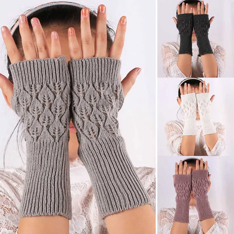 

Women Stylish Hand Warmer Winter Gloves Arm Crochet Knitting Faux Wool Mitten Warm Fingerless Glove Gants Femme