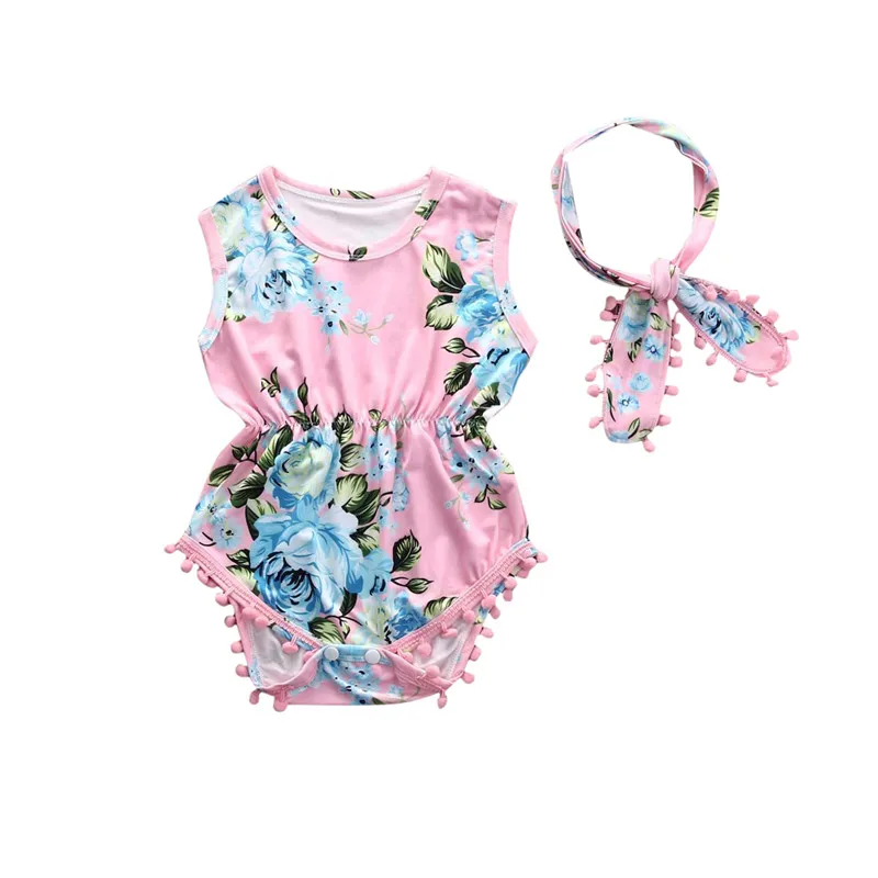 Newborn Baby Romper Infant Girls Tassel Floral Sleeveless Romper Jumpsuit + Headband Sunsuit Girls Clothes Summer Outfits 0-24M
Newborn Baby Romper Infant Girls Tassel Floral Sleeveless Romper Jumpsuit + Headband Sunsuit Girls Clothes Summer Outfits 0-24M