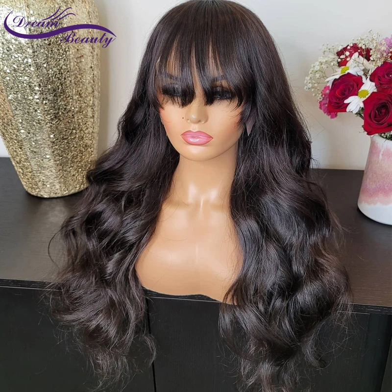Wavy Human Hair Wigs With Bangs 13x4 Lace Front Wig With Bangs Human Hair Wig For Women 180% Brazilian Remy Hair Lace Wig
Wavy Human Hair Wigs With Bangs 13x4 Lace Front Wig With Bangs Human Hair Wig For Women 180% Brazilian Remy Hair Lace Wig