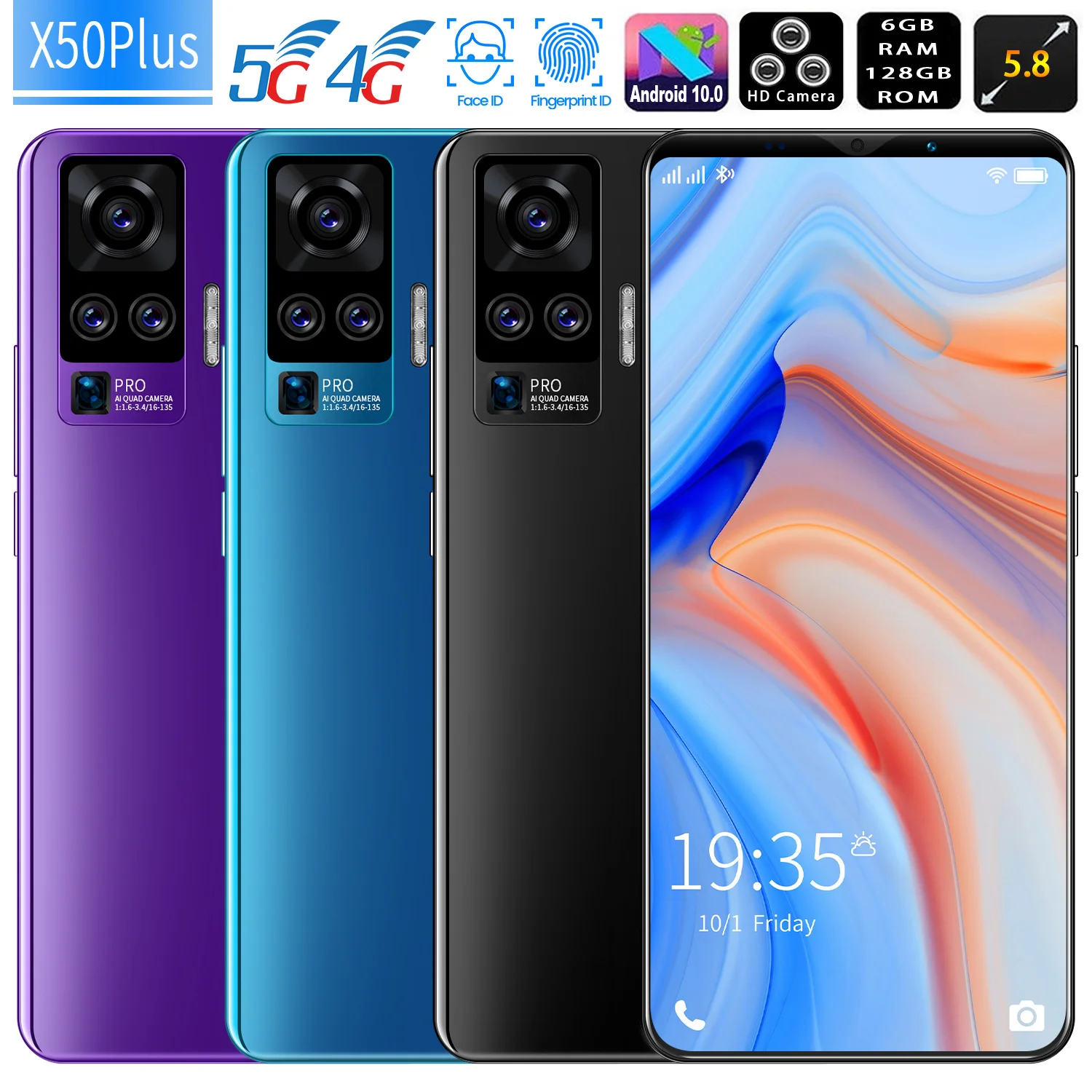 X50 plus 5.8 HD Inch Smartphone 4800mAh Unlock 5G Global Version 4G Network Android 8+13MP 6+128GB Celulares Cheap Cellphone
X50 plus 5.8 HD Inch Smartphone 4800mAh Unlock 5G Global Version 4G Network Android 8+13MP 6+128GB Celulares Cheap Cellphone