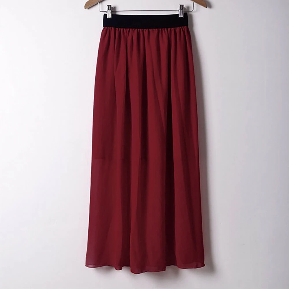 Women Skirts Double Layer Chiffon Summer Beach Long Maxi Elastic Waist Skirt Fashion New Elegant Skirts A Line Flare Style Beach
Women Skirts Double Layer Chiffon Summer Beach Long Maxi Elastic Waist Skirt Fashion New Elegant Skirts A Line Flare Style Beach