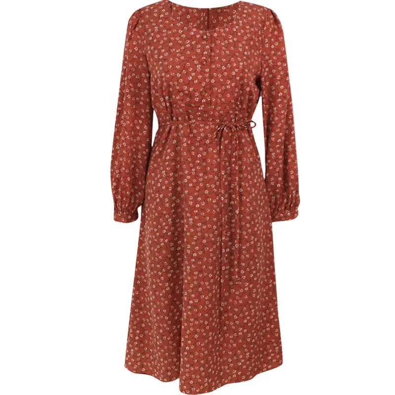 Spring Korean Style Literature and Art Retro Long Sleeve Waist Chiffon Floral Dress Dress Women
Spring Korean Style Literature and Art Retro Long Sleeve Waist Chiffon Floral Dress Dress Women