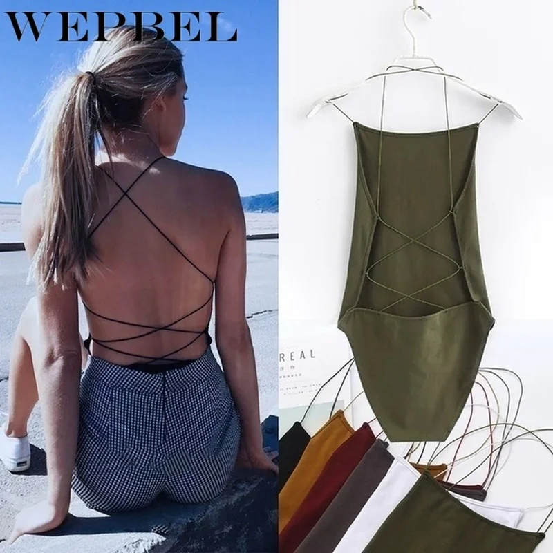 WEPBEL Women Beachwear Camisole Jumpsuit Top Backless Cross Straps Cami T-Shirt U-neck Underwear Bodysuit
WEPBEL Women Beachwear Camisole Jumpsuit Top Backless Cross Straps Cami T-Shirt U-neck Underwear Bodysuit