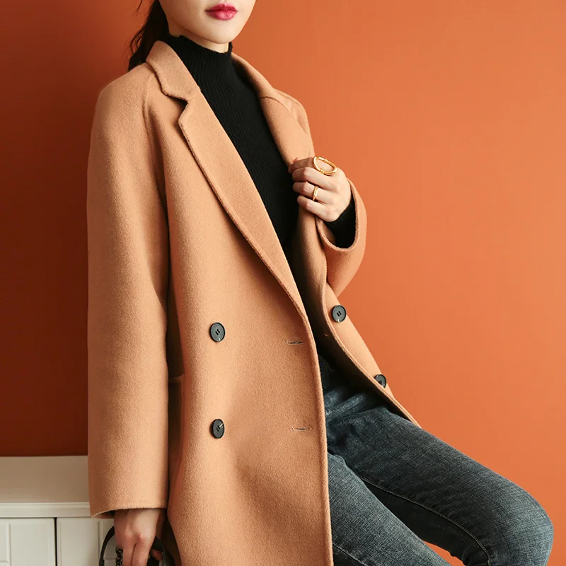 2021 new double-sided cashmere coat women's Korean Slim small suit 100% pure wool tweed coat thickened
2021 new double-sided cashmere coat women's Korean Slim small suit 100% pure wool tweed coat thickened