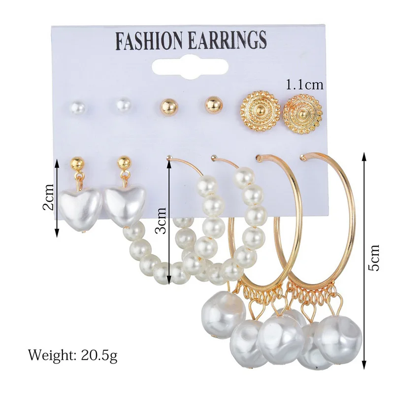 YUNAO Jewelry Promotional Earrings Earrings New Earrings Fashion Simple Pearl Love Big Circle Earrings 6 Pieces Set Ornaments
YUNAO Jewelry Promotional Earrings Earrings New Earrings Fashion Simple Pearl Love Big Circle Earrings 6 Pieces Set Ornaments