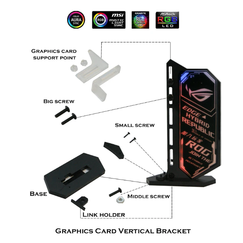 DIY Vertical GPU Bracket 5V3PIN VGA Holder Customizable Video Card GPU Support SYNC 12V/5V A-RGB MOD PC Water Cooler
DIY Vertical GPU Bracket 5V3PIN VGA Holder Customizable Video Card GPU Support SYNC 12V/5V A-RGB MOD PC Water Cooler