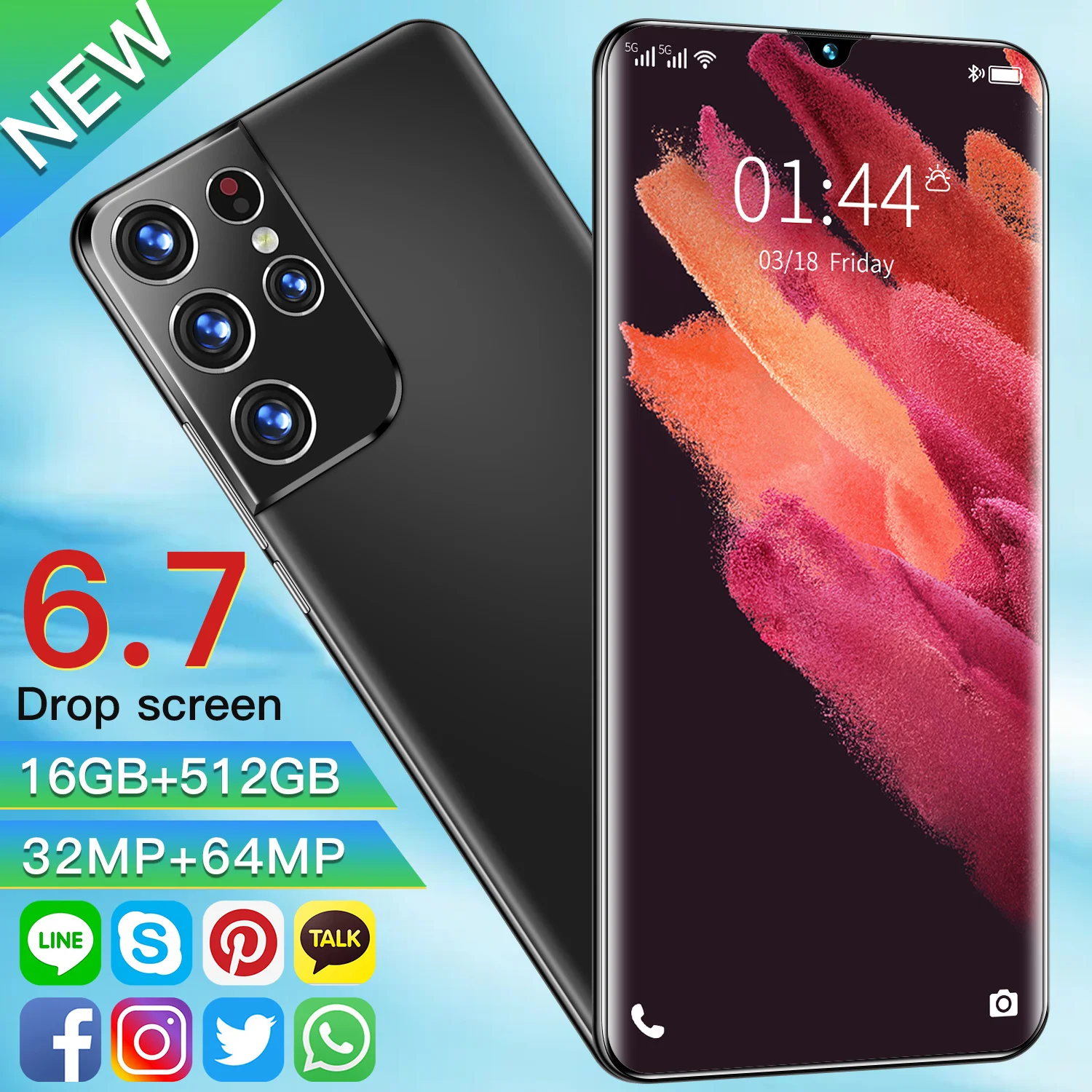 New Version S21 Pro+ TelePhone 6.7Inch HD Big Screen 5G 10 Core 16 512G Face ID Unlock Andorid 10 Global Version Smartphones
New Version S21 Pro+ TelePhone 6.7Inch HD Big Screen 5G 10 Core 16 512G Face ID Unlock Andorid 10 Global Version Smartphones