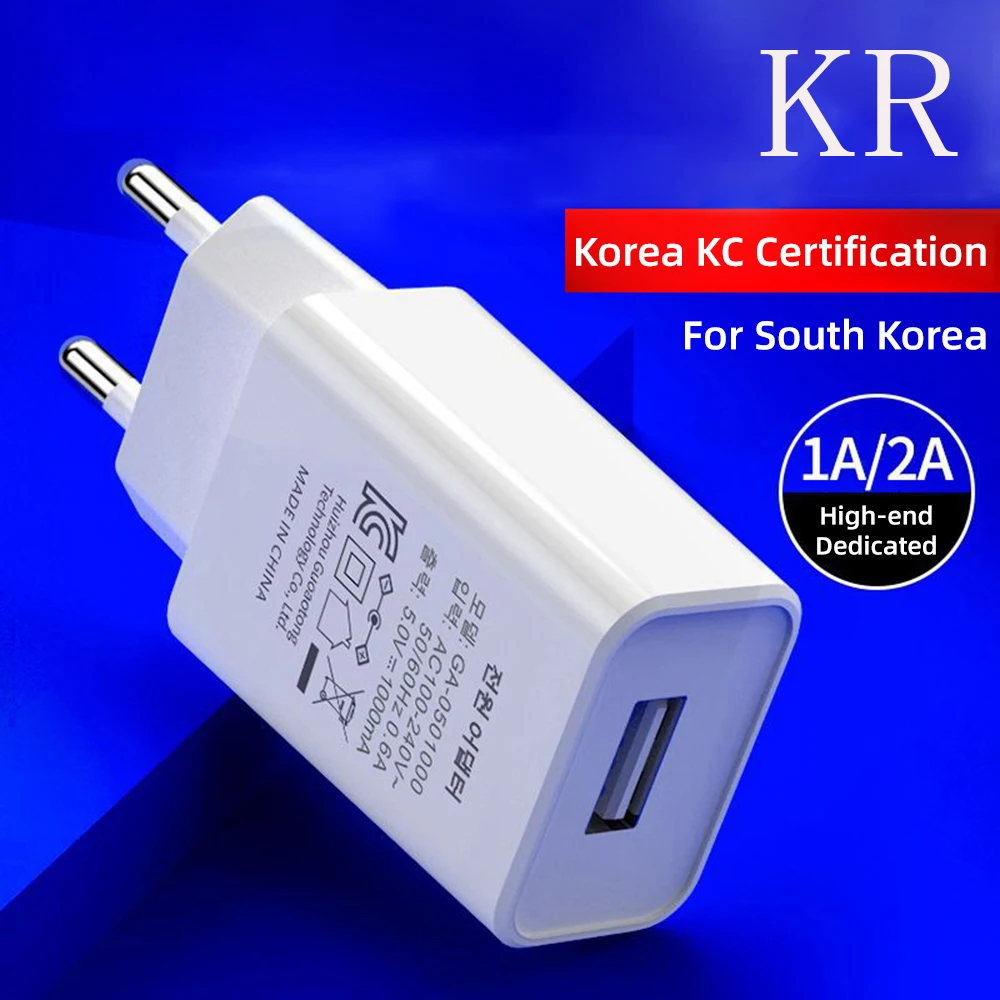 Адаптер питания KR Plug зарядное устройство USB 5 В 2 А 1 стандартное для iPhone Huawei 100-240