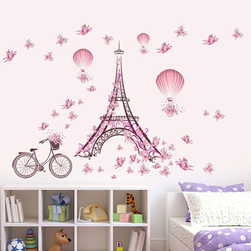 Eiffiel Tower Butterflies Hot Air Balloon Flower Wall Stickers Girls Room Home Decor Diy Landscape Mural Art Pvc Decal
Eiffiel Tower Butterflies Hot Air Balloon Flower Wall Stickers Girls Room Home Decor Diy Landscape Mural Art Pvc Decal